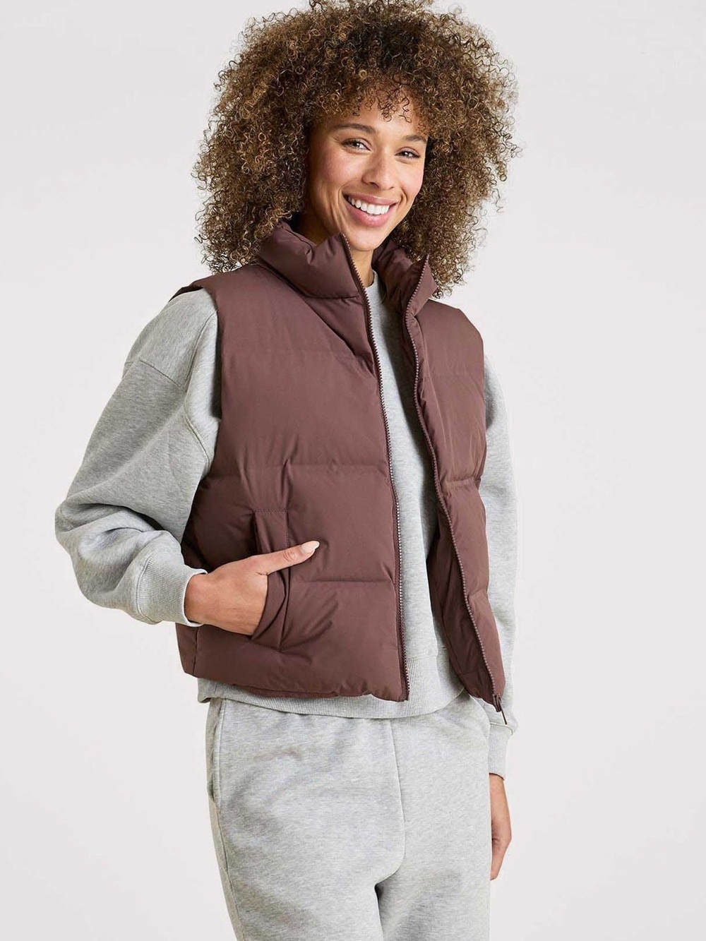 Nuuds down puffer vest large coffee NEW